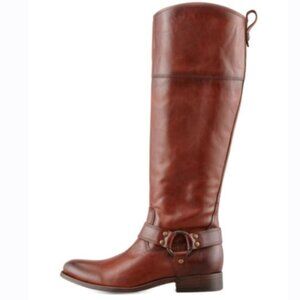 Frye Melissa Harness Extended Leather Calf Tall Riding Boots Brown Size 9.5B